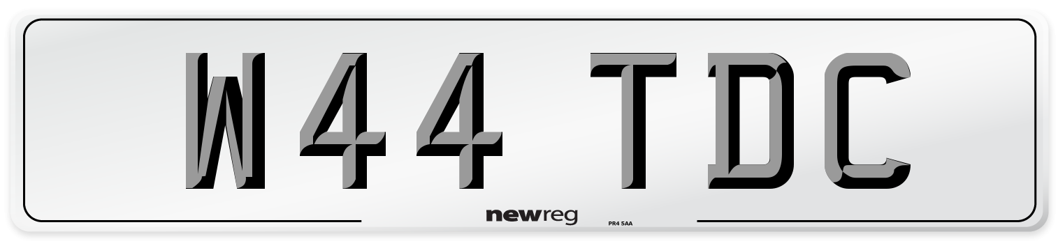 W44 TDC Number Plate from New Reg